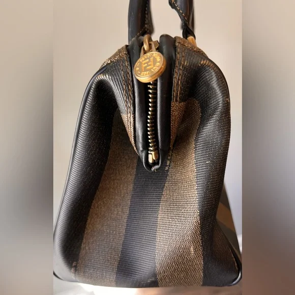 Fendi Black and Tan Striped Satchel - Picture 5 of 15